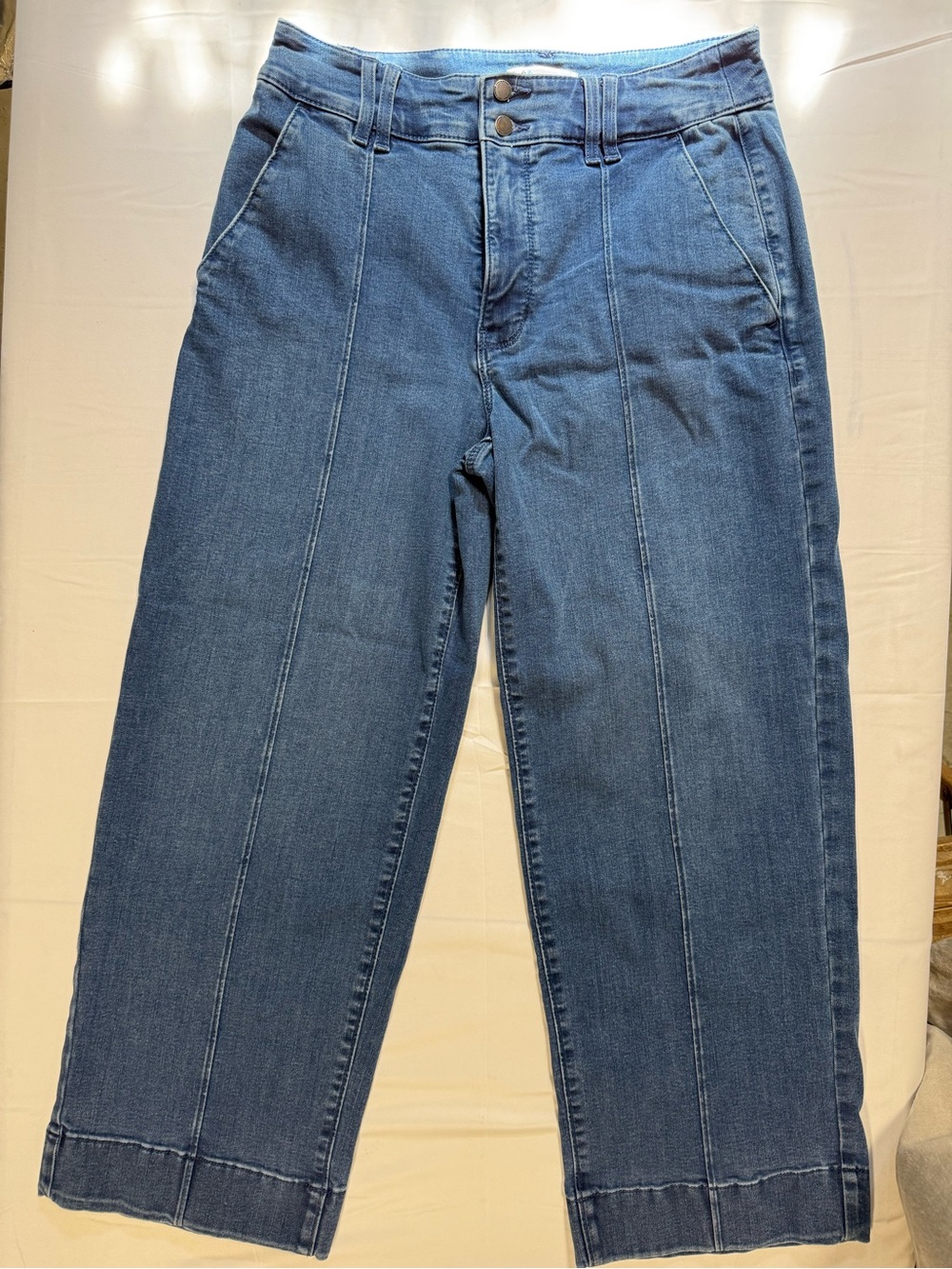 Croft & Barrow Petite 10P Wide Leg Cropped Denim Pants Blue Stretch Jeans
